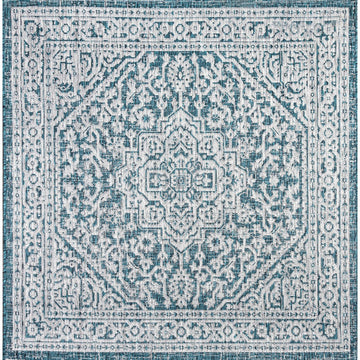 Sinjuri Medallion Textured Weave Indoor/outdoor Square Rug